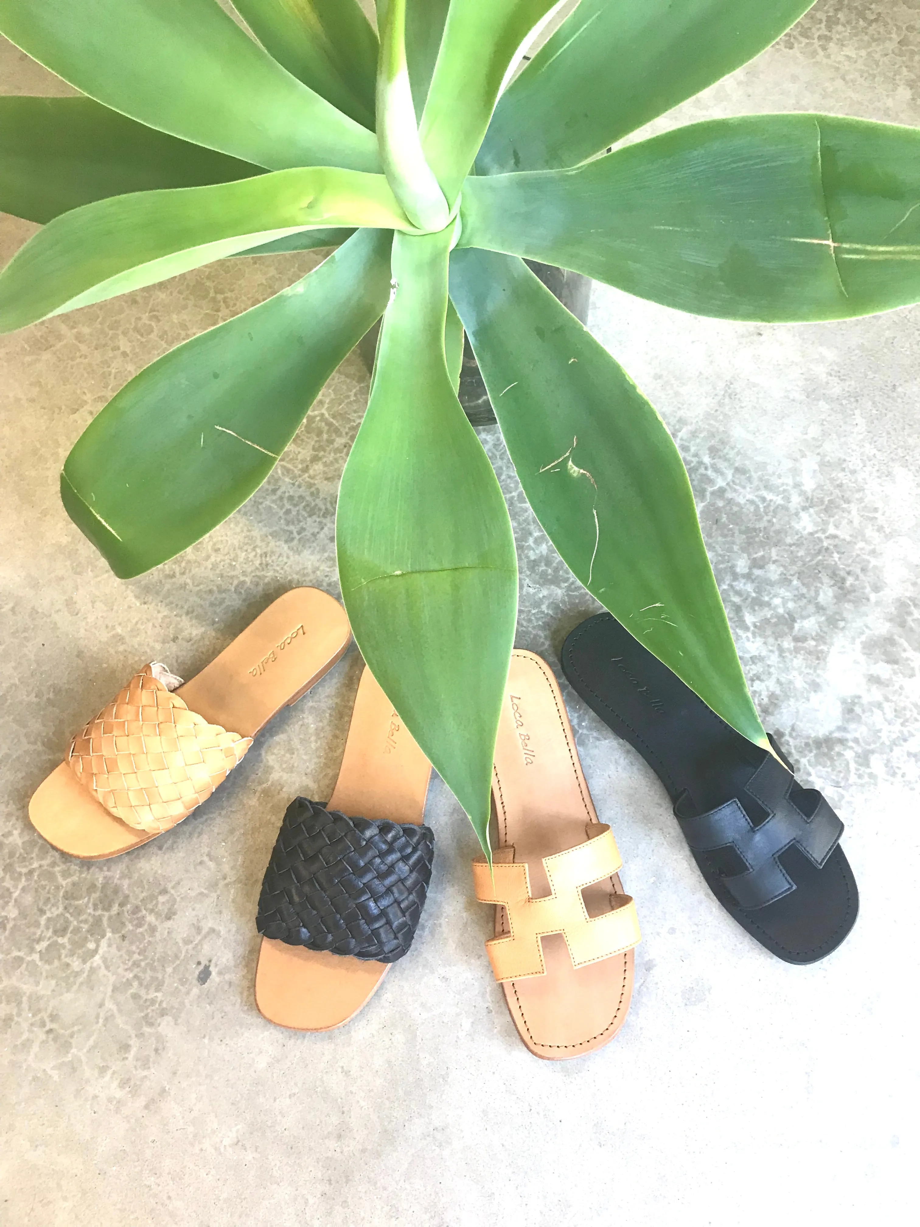 LOCA BELLA THE LABEL AMALFI WOVEN SLIDE BLACK