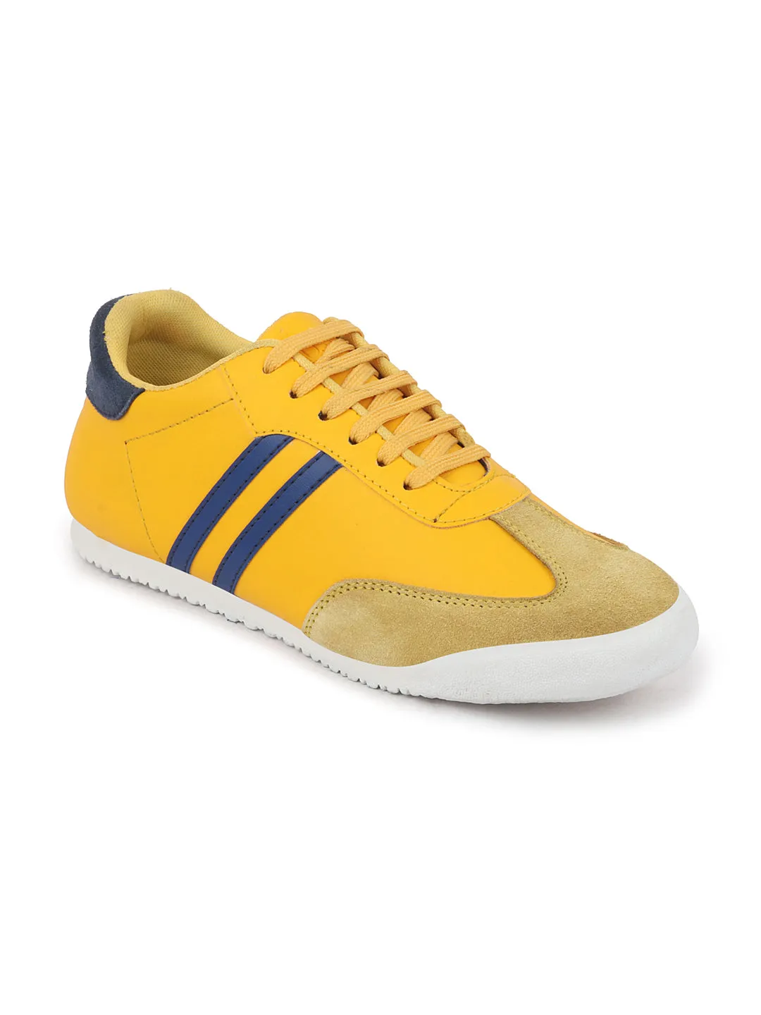 Men Yellow Lace Up Trendy Stylish Outdoor Fashion Sneakers