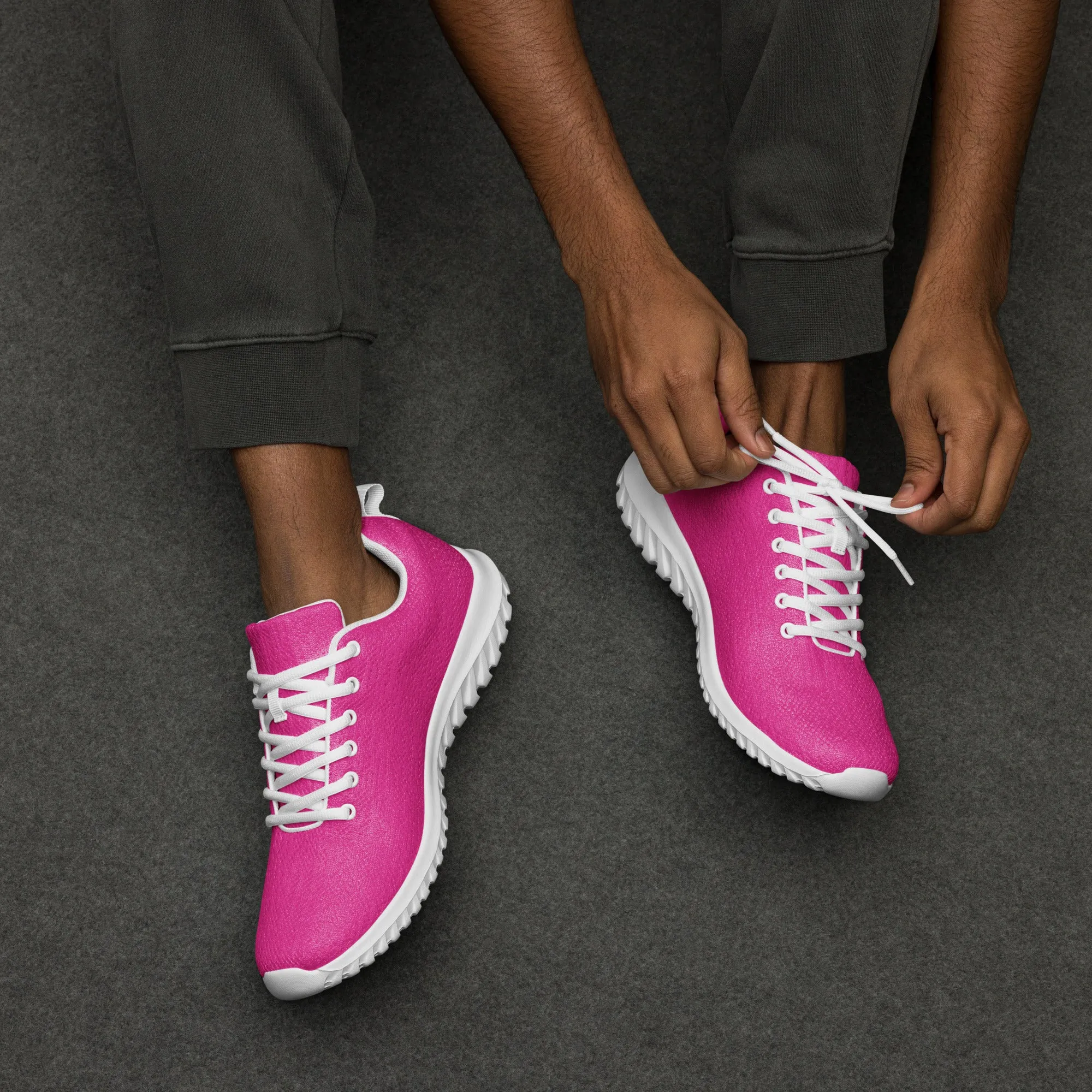 Men’s Hot Pink Athleisure Shoes with Extremely Stoked Epic Wave Logo