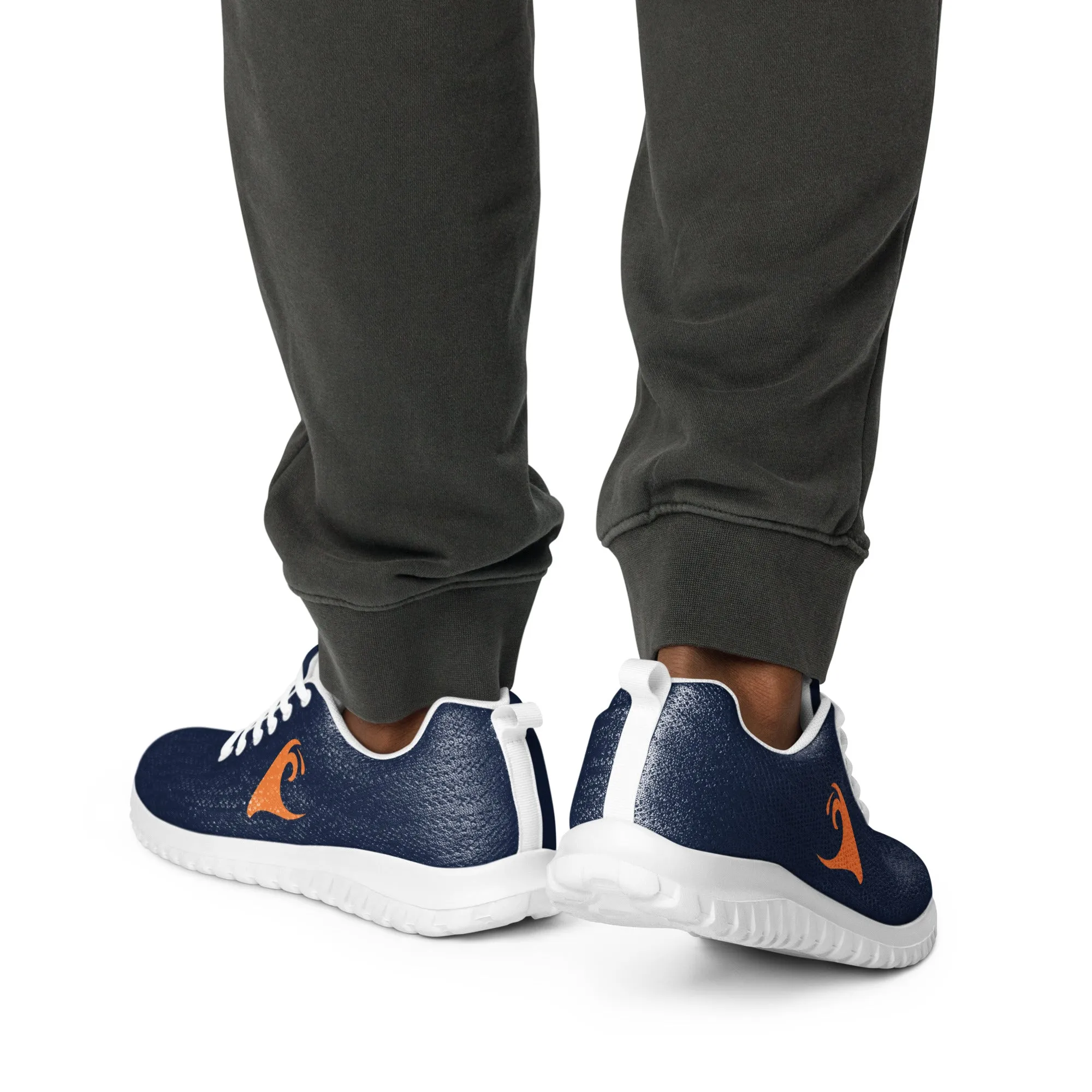 Men’s Navy Blue Athleisure Shoes with Extremely Stoked Orange Epic Wave Logo