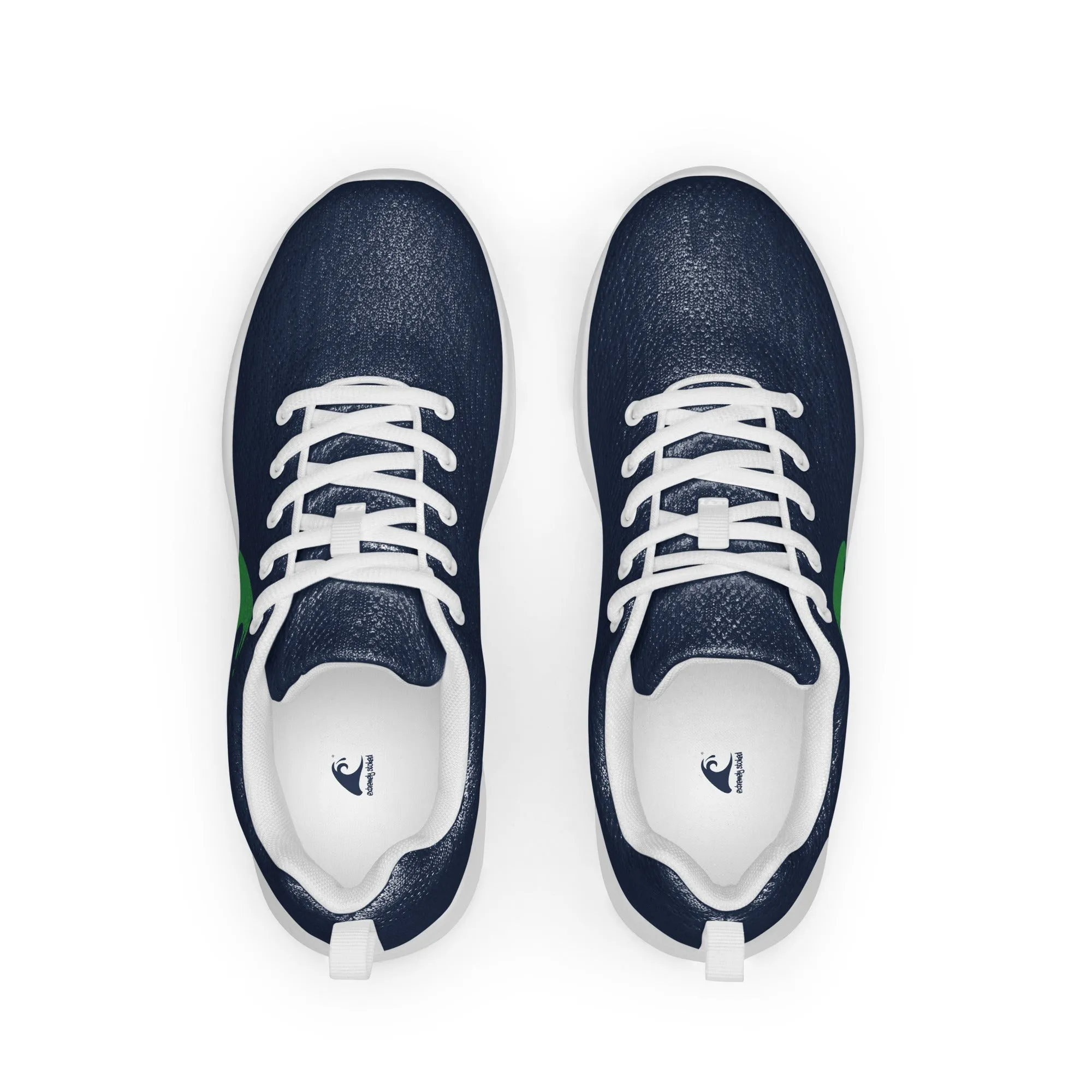 Men’s Navy Blue Athleisure Shoes with Extremely Stoked Sea Green Epic Wave Logo