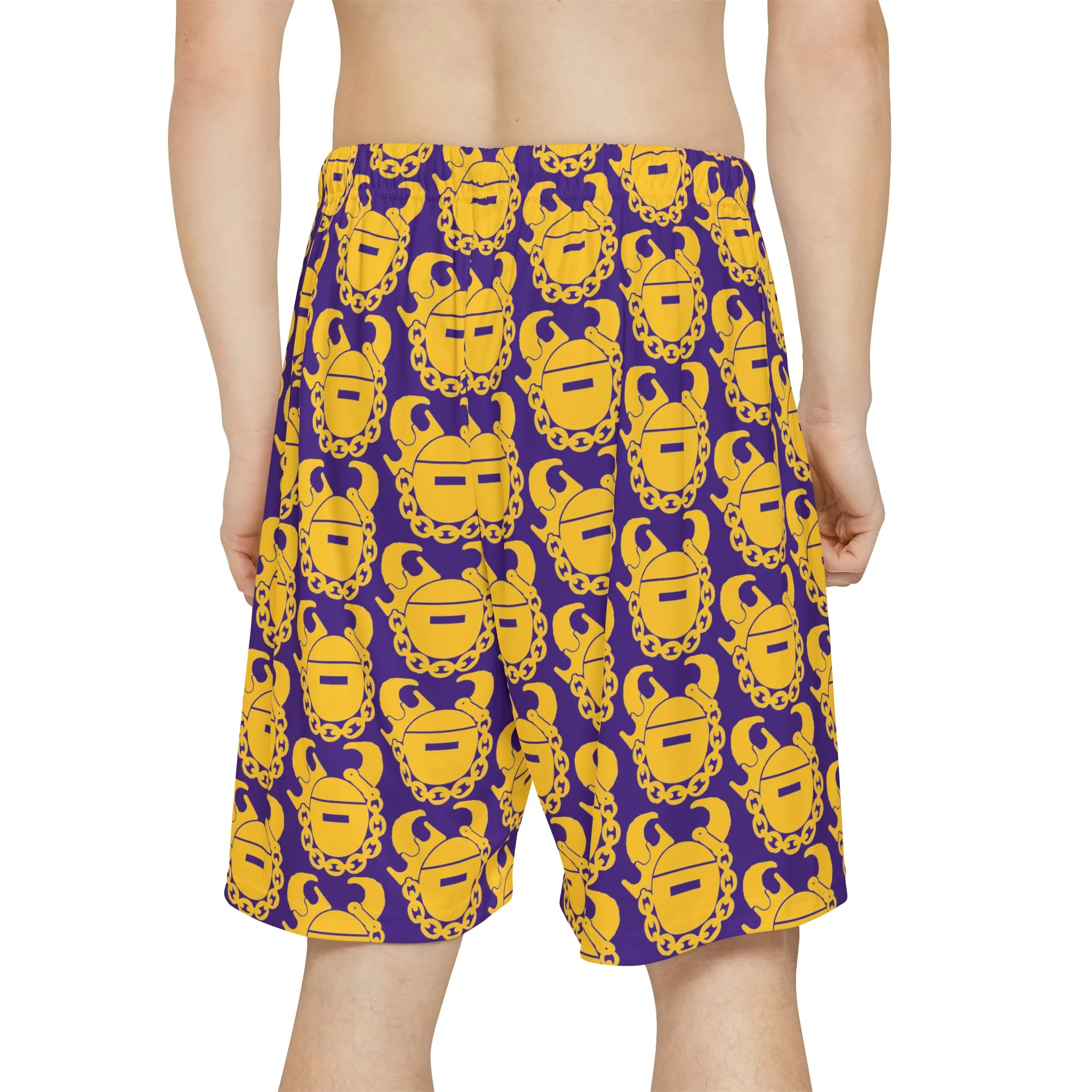 Men’s Sports Shorts - Gold/Purple Helmets