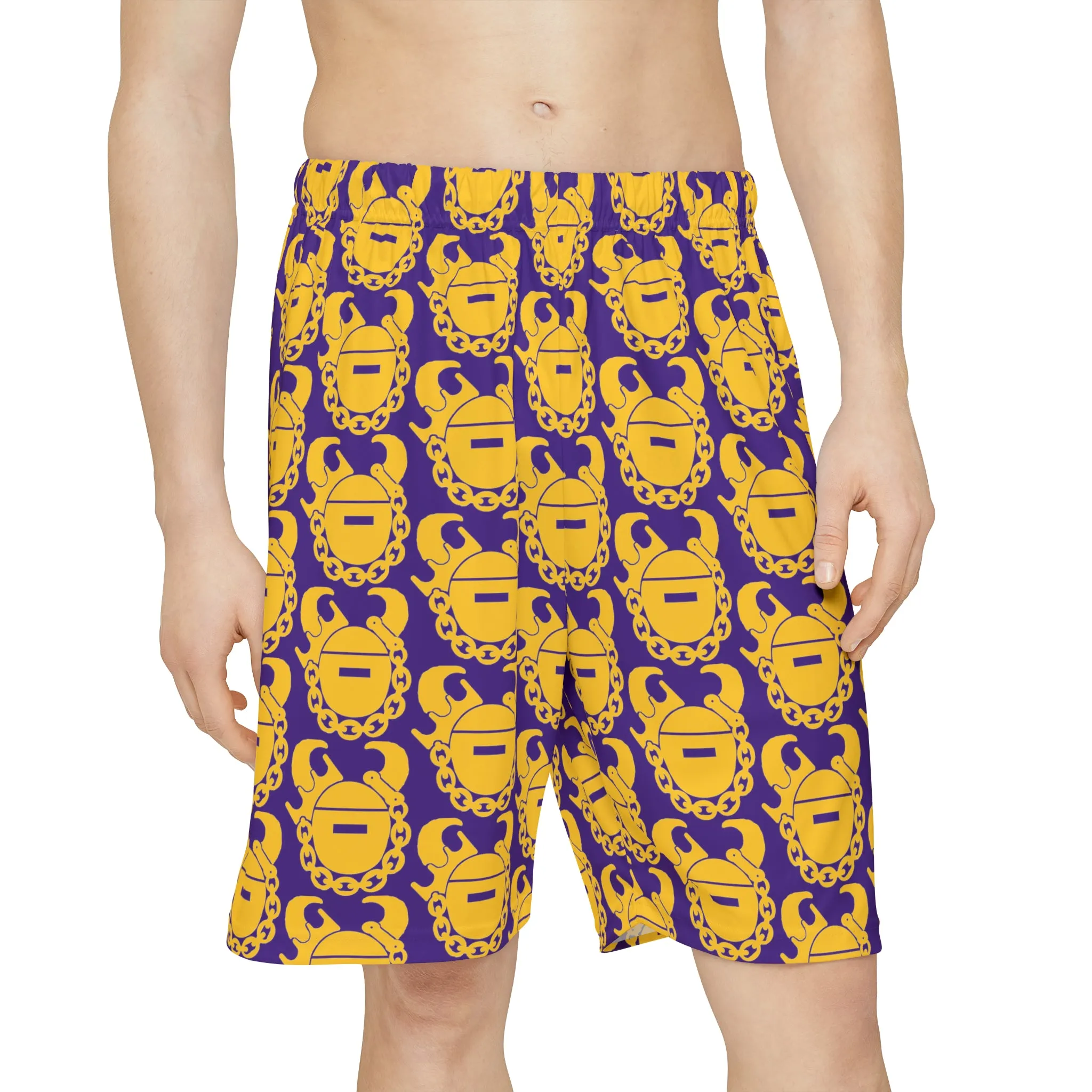 Men’s Sports Shorts - Gold/Purple Helmets