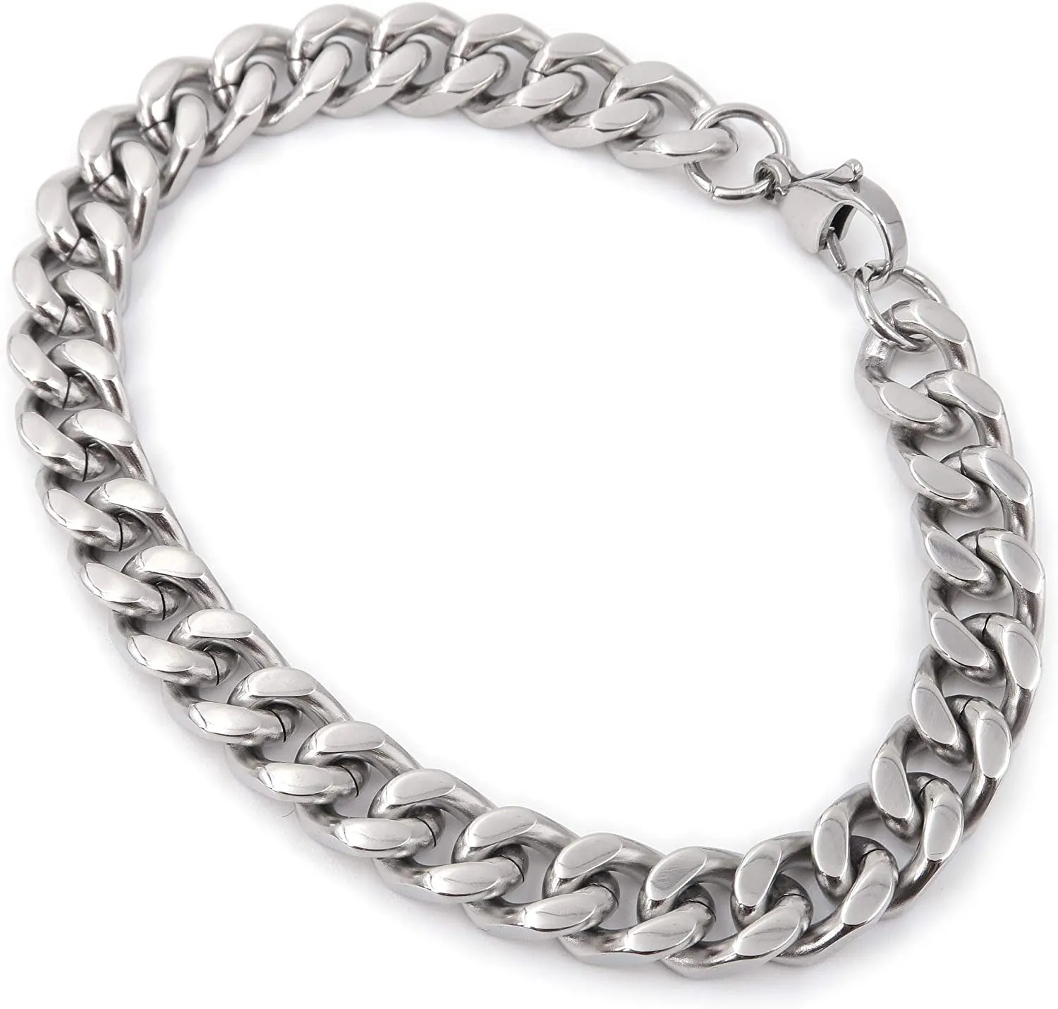 Men's Stainless Steel Simple Curb Cuban Link Chain Bracelet