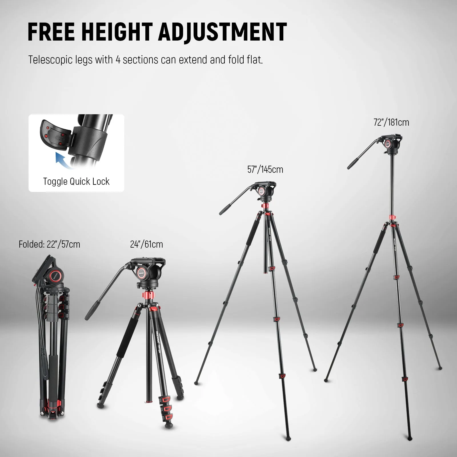 NEEWER TP72A 72" Fluid Head Video Tripod Monopod