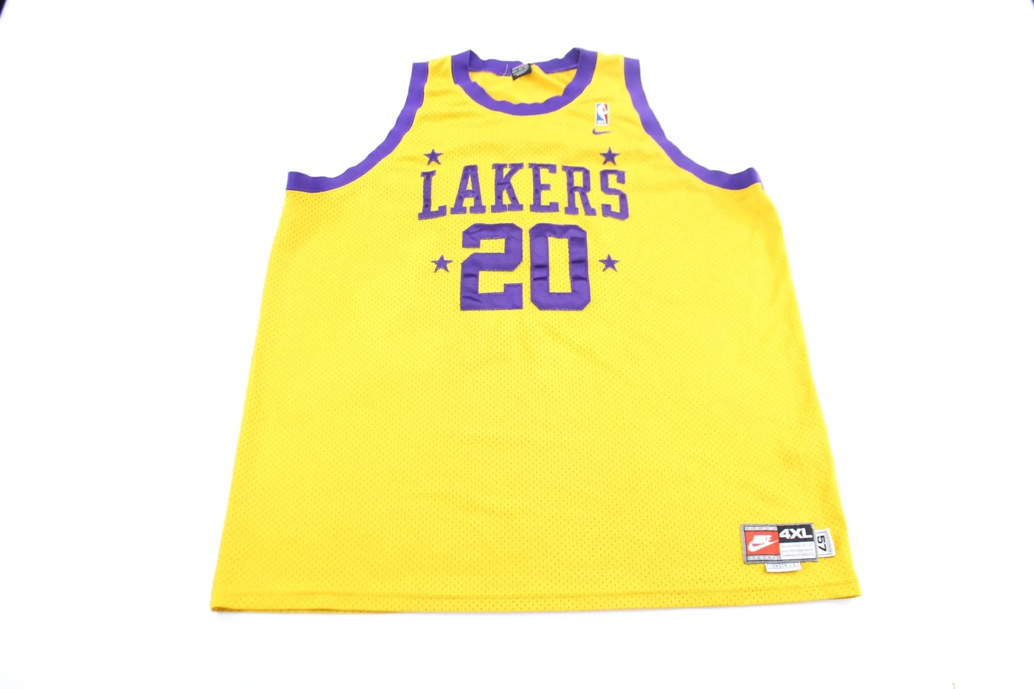 Nike Embroidered Logo Los Angeles Lakers Gary Paton Basketball Jersey