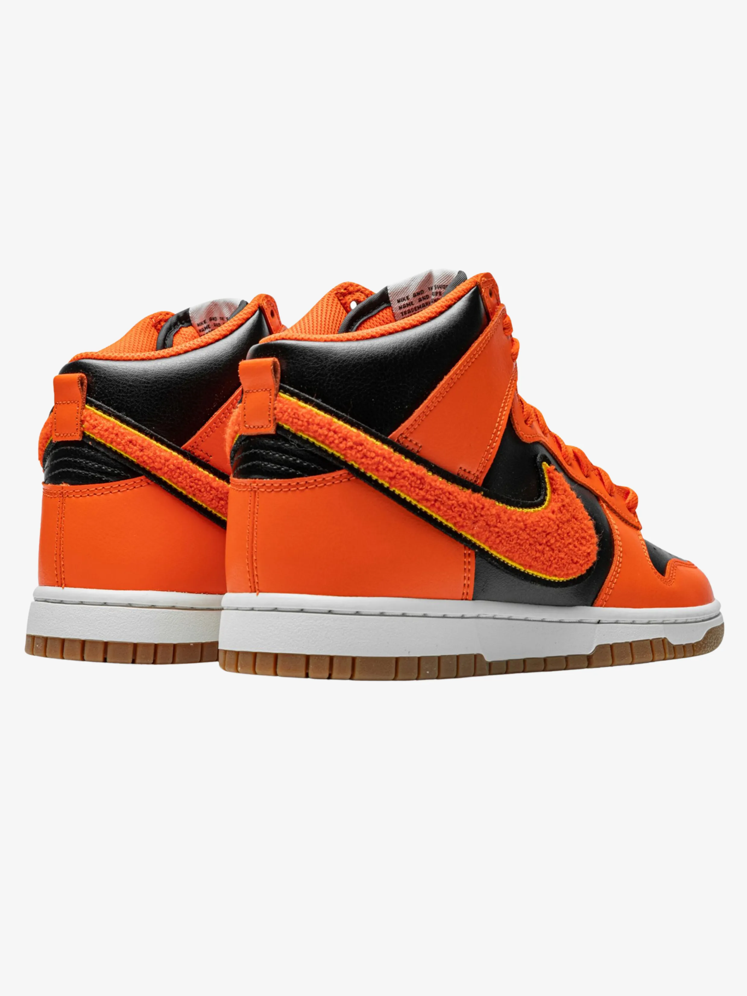 Nike High Dunk Chenille Swoosh Shoes - Safety Orange & Black Size 11