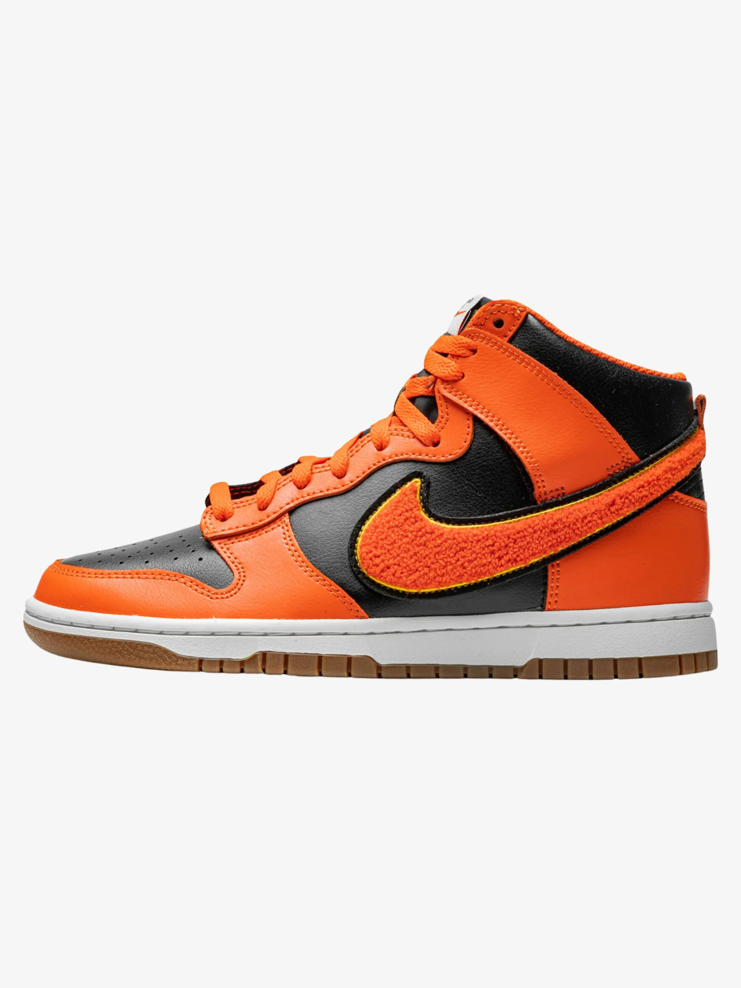 Nike High Dunk Chenille Swoosh Shoes - Safety Orange & Black Size 11