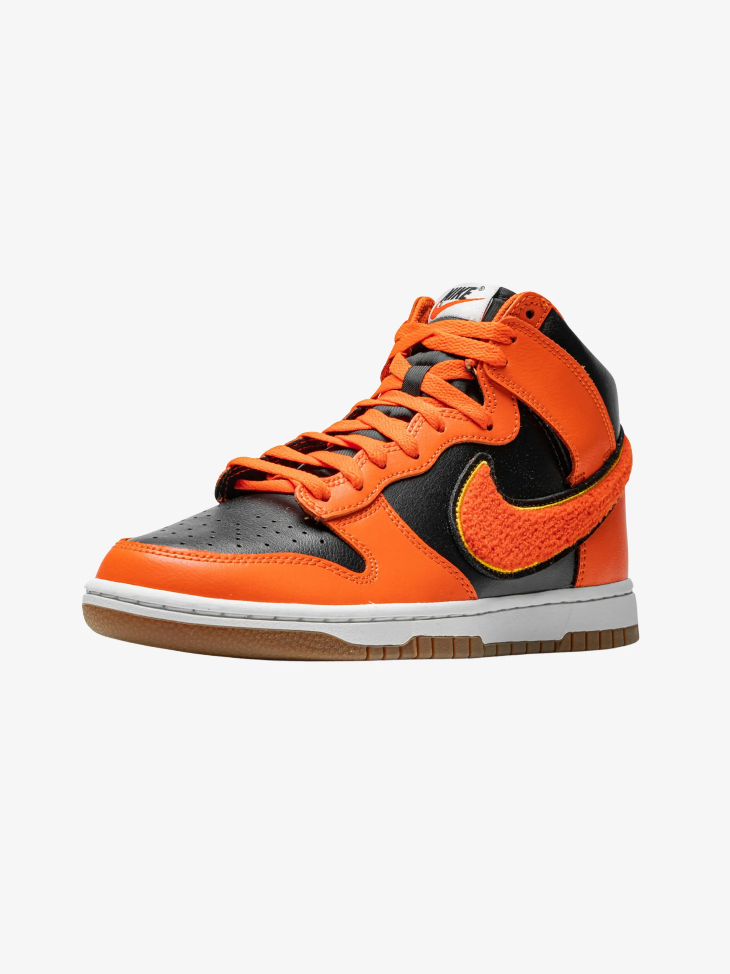 Nike High Dunk Chenille Swoosh Shoes - Safety Orange & Black Size 11