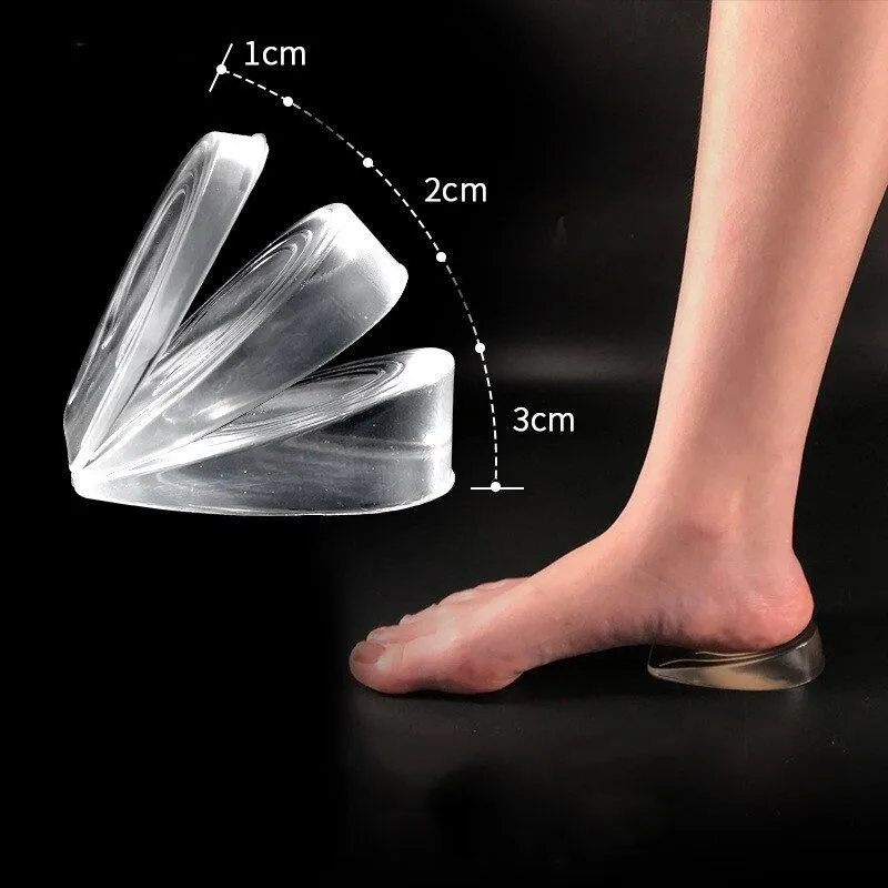 OCW Silicone Transparent Invisible Height Lift Heel Increase Heightened Gel Insole