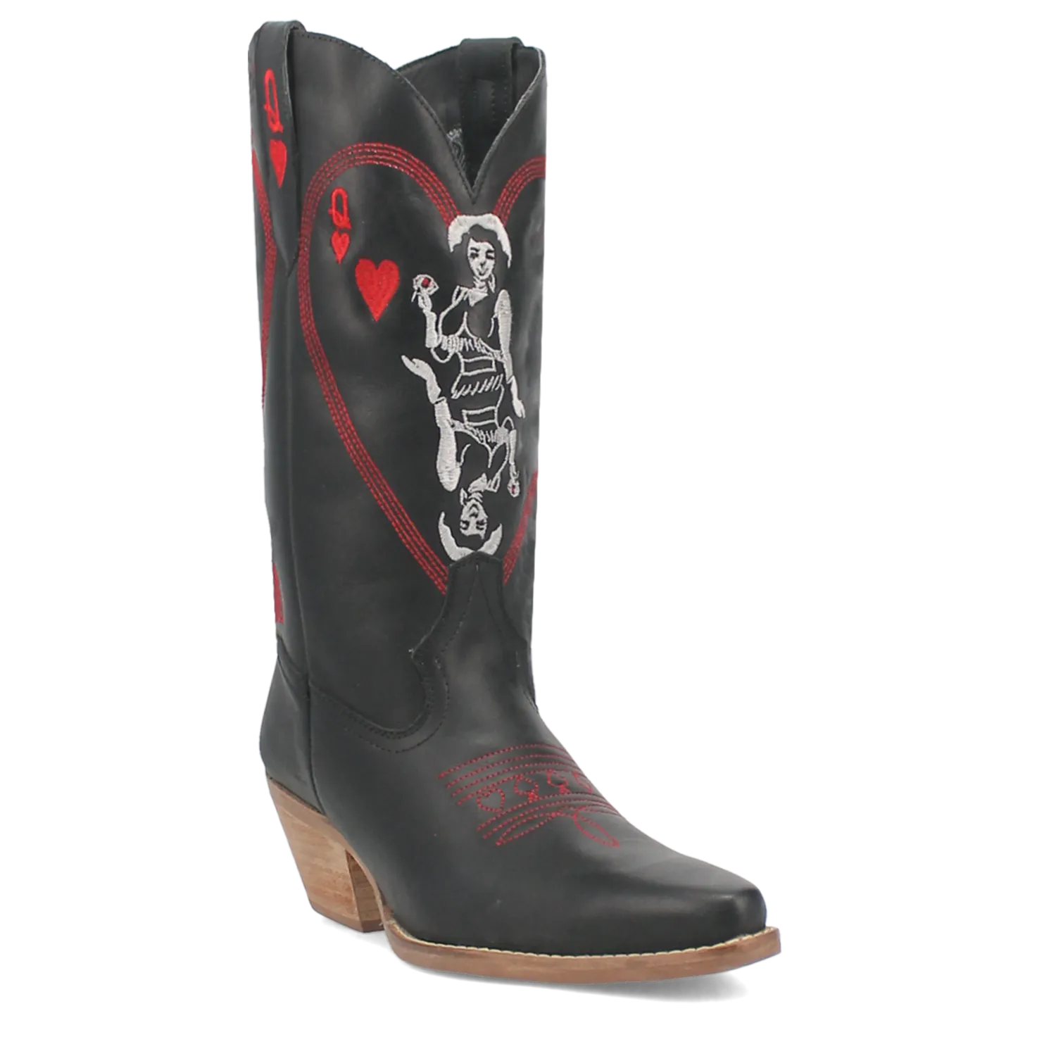 Online Exclusive | Dingo | Queen A Hearts Leather Boot in Black**PREORDER