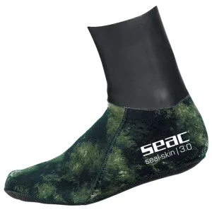 Open Box Seac Seal Skin 3mm Neoprene Thermal Socks For Freediving and Spearfishing - Camo Green, Size: Medium