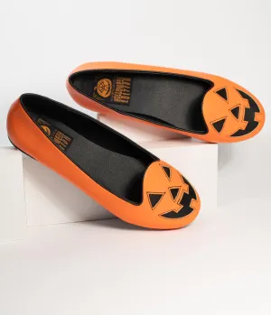 Orange Leatherette Pumpkin Lydia Flats