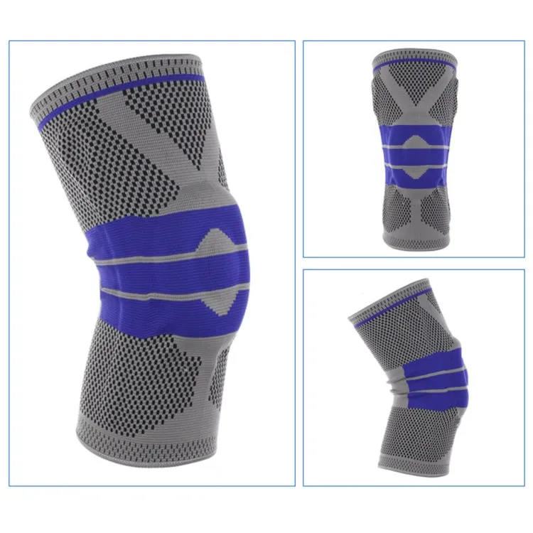 Outdoor Fitness Mountaineering Knit Protection Silicone Anti - collision Spring Support Sports Knee Protector, Size: XL (Light Grey)