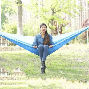 Outdoor Hammock Nylon Parachute Cloth Travel Camping Swing, Style: 3m x 2m (Sky Blue Royal Blue)