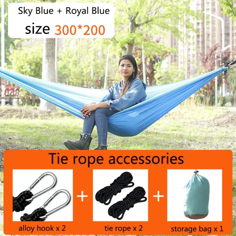 Outdoor Hammock Nylon Parachute Cloth Travel Camping Swing, Style: 3m x 2m (Sky Blue Royal Blue)