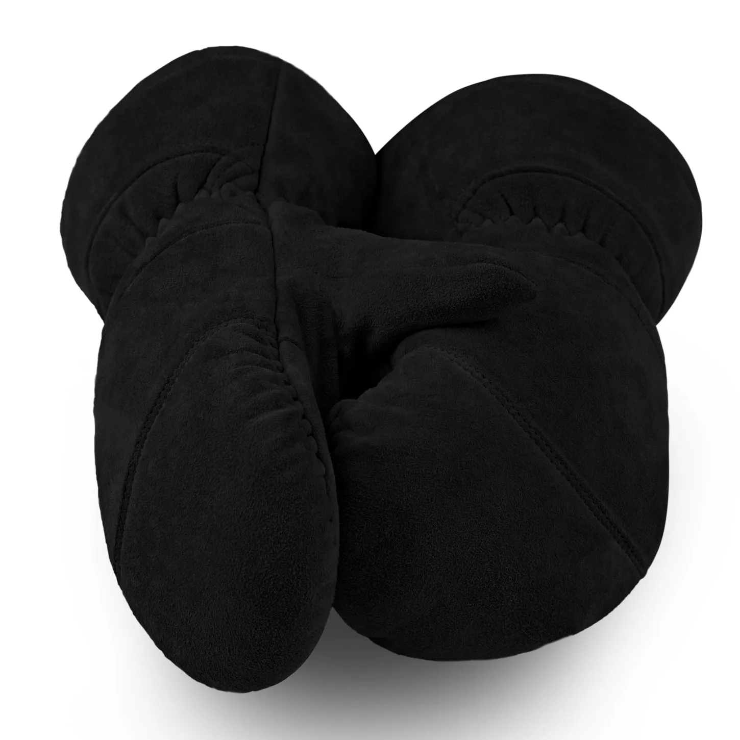 Premium Grade Suede Deerskin Black Mittens for Winter