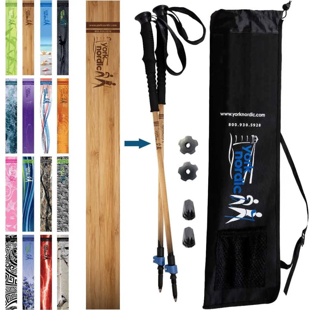 Redwood Design Hiking - Walking Poles w-flip locks, detachable feet and travel bag - 2 poles - For Heights up to 6’2”