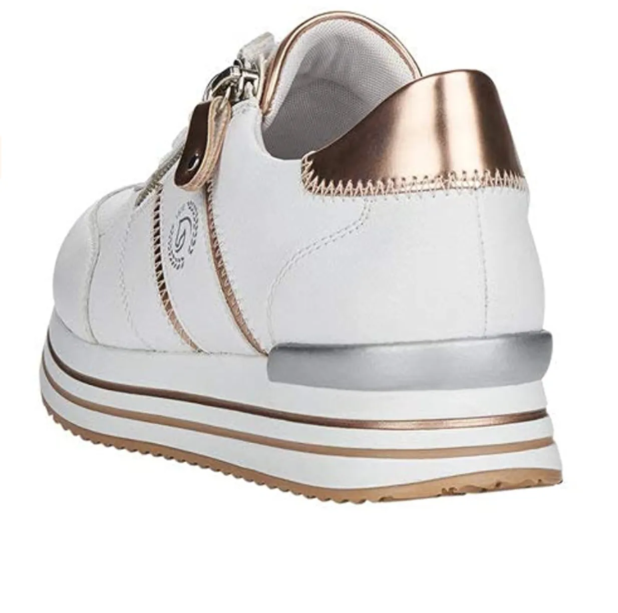 Remonte Womens Low Top Trainers - White / Rose Gold