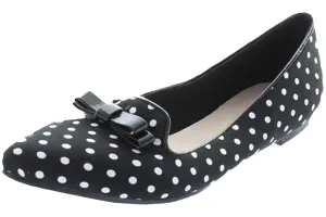 Restricted Women's Slip On Pointed Toe Polka Dot Bow Loafer Flat