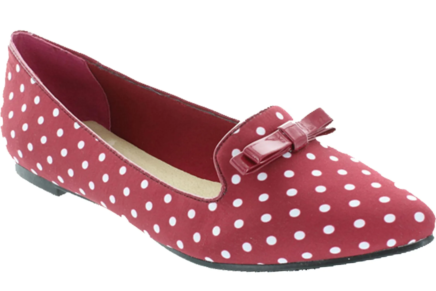 Restricted Women's Slip On Pointed Toe Polka Dot Bow Loafer Flat