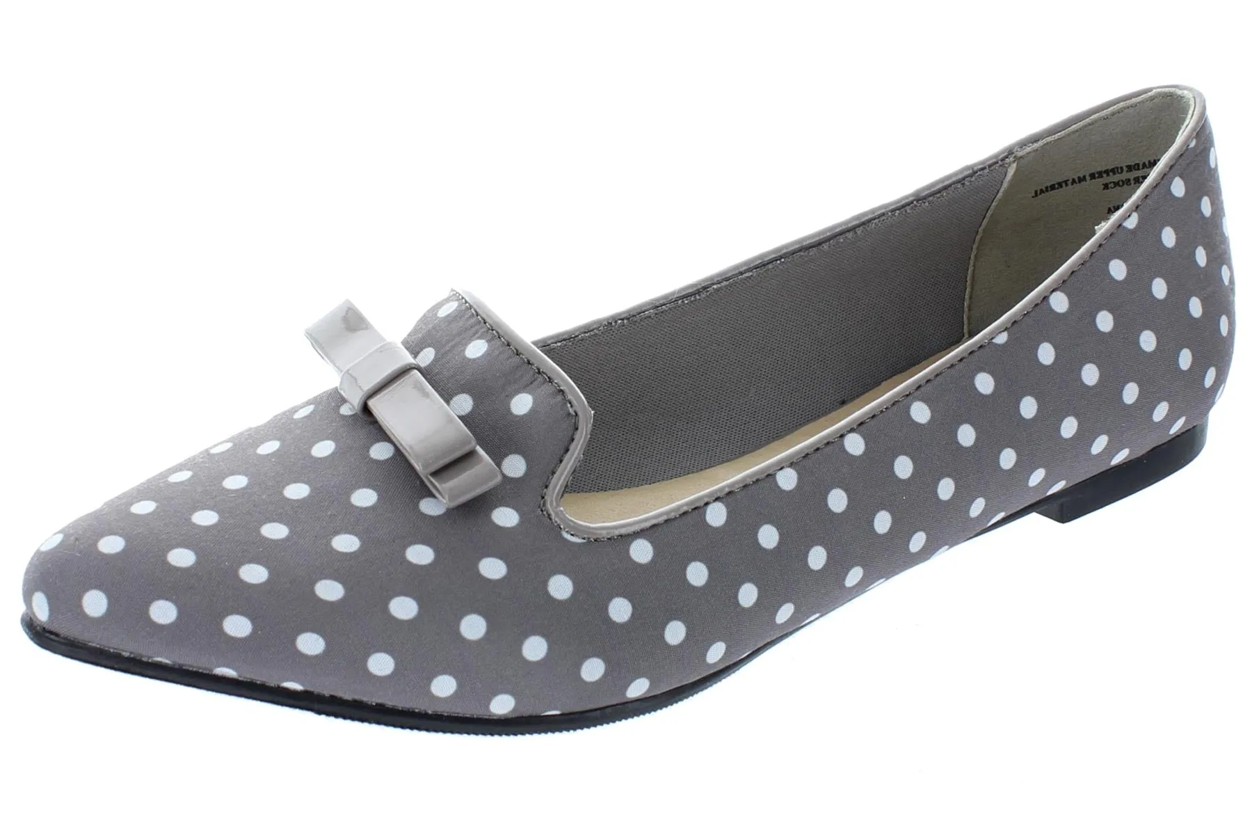 Restricted Women's Slip On Pointed Toe Polka Dot Bow Loafer Flat