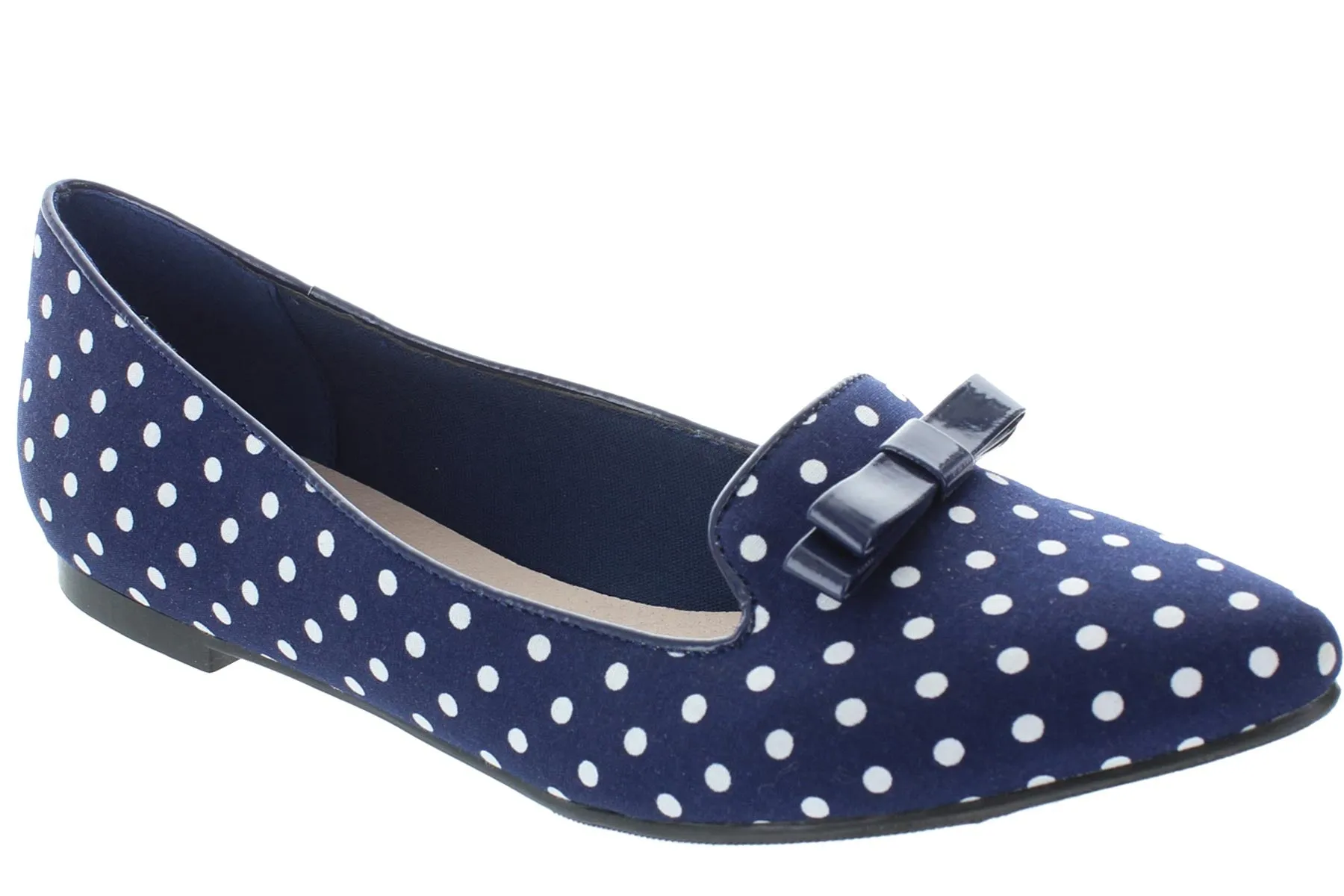 Restricted Women's Slip On Pointed Toe Polka Dot Bow Loafer Flat