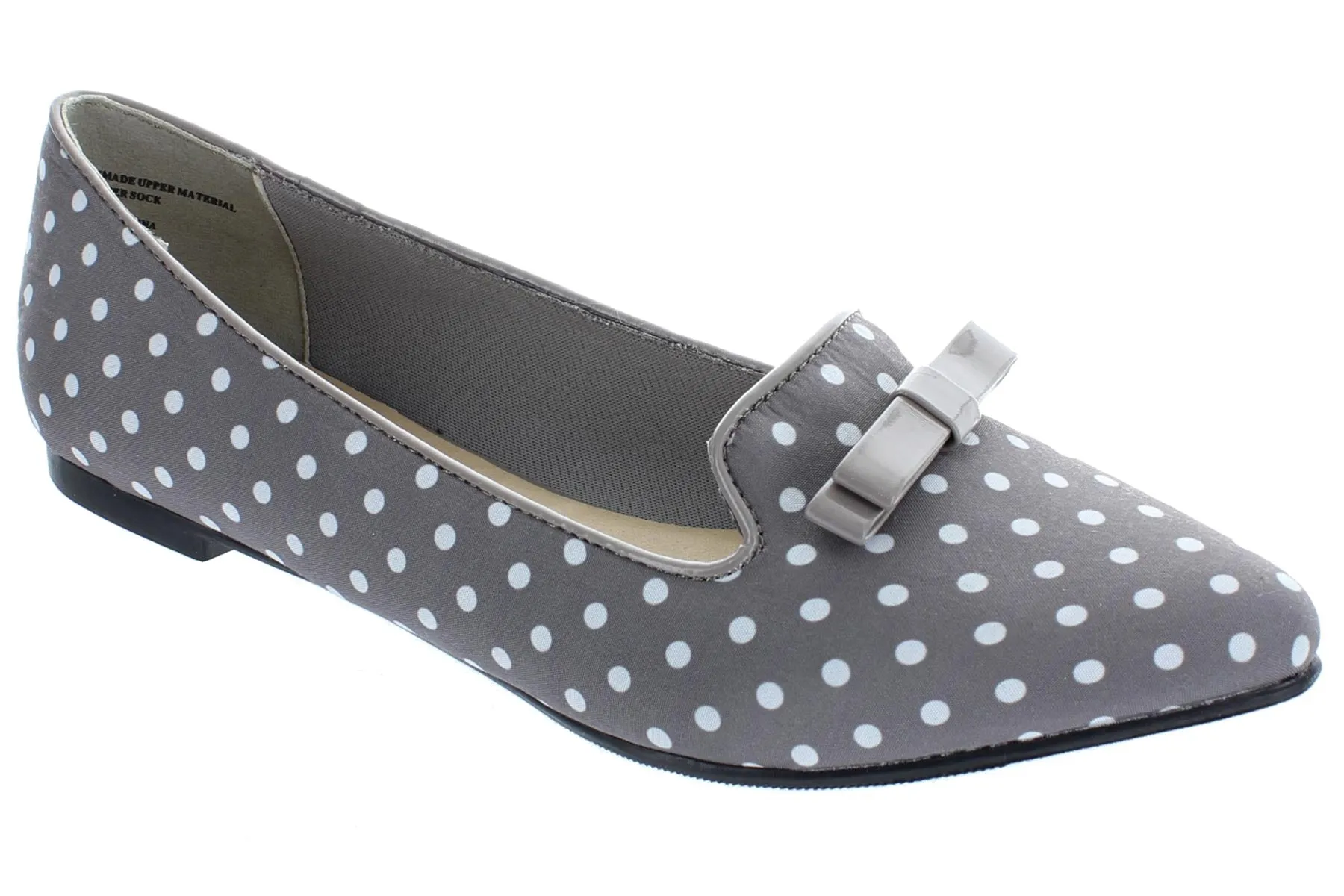 Restricted Women's Slip On Pointed Toe Polka Dot Bow Loafer Flat