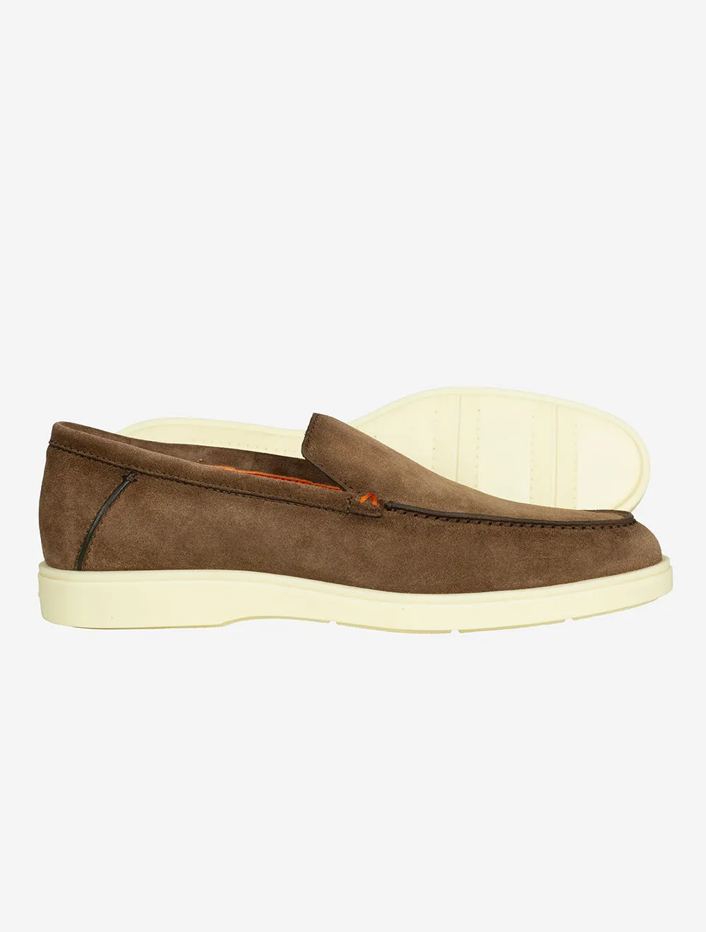 SANTONI Slip On Tumbled Shoe Light Brown