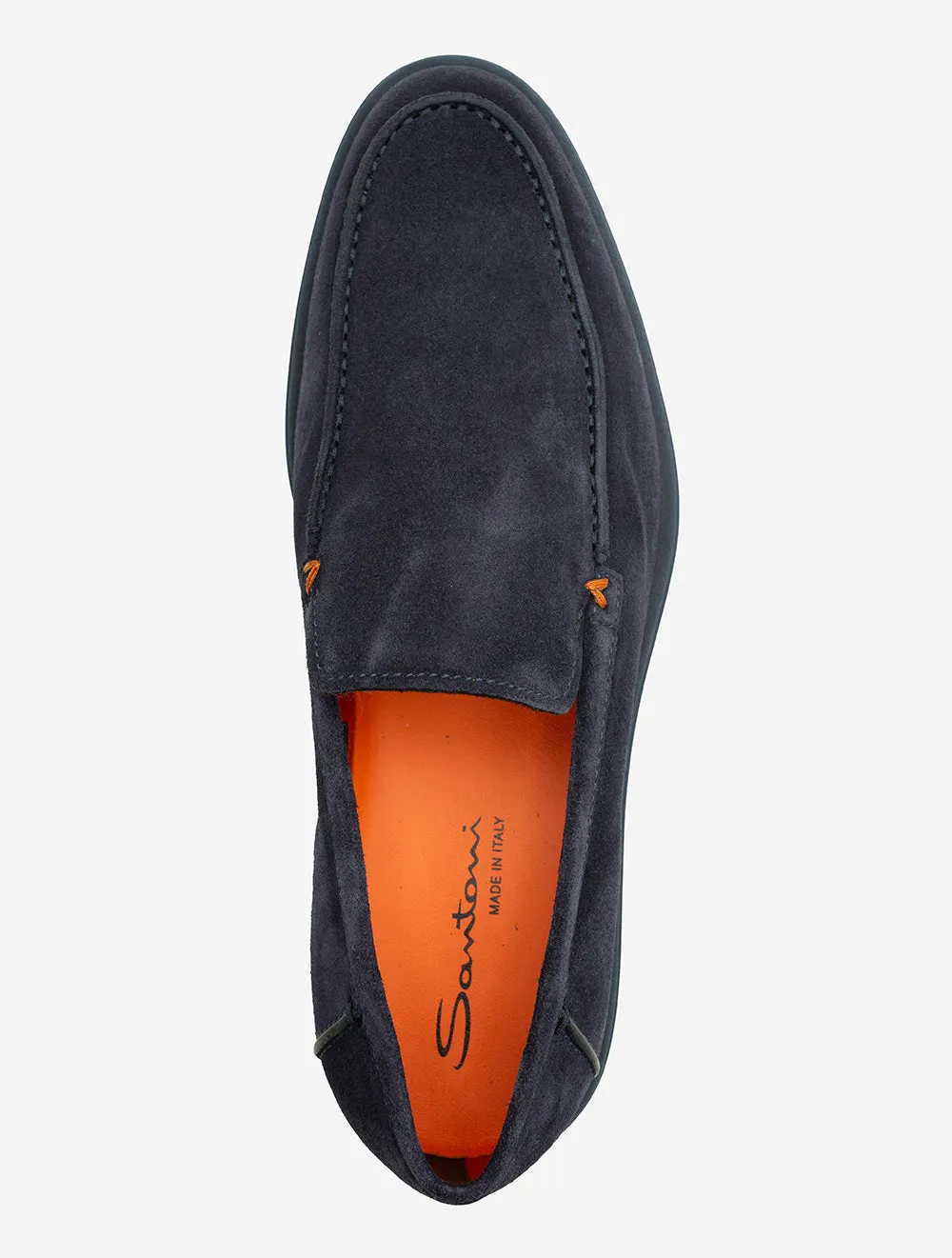 SANTONI Slip On Tumbled Shoe Navy