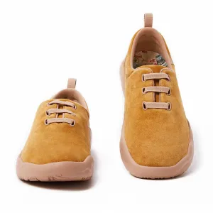 Segovia Khaki Cow Suede Lace-up Shoes Women