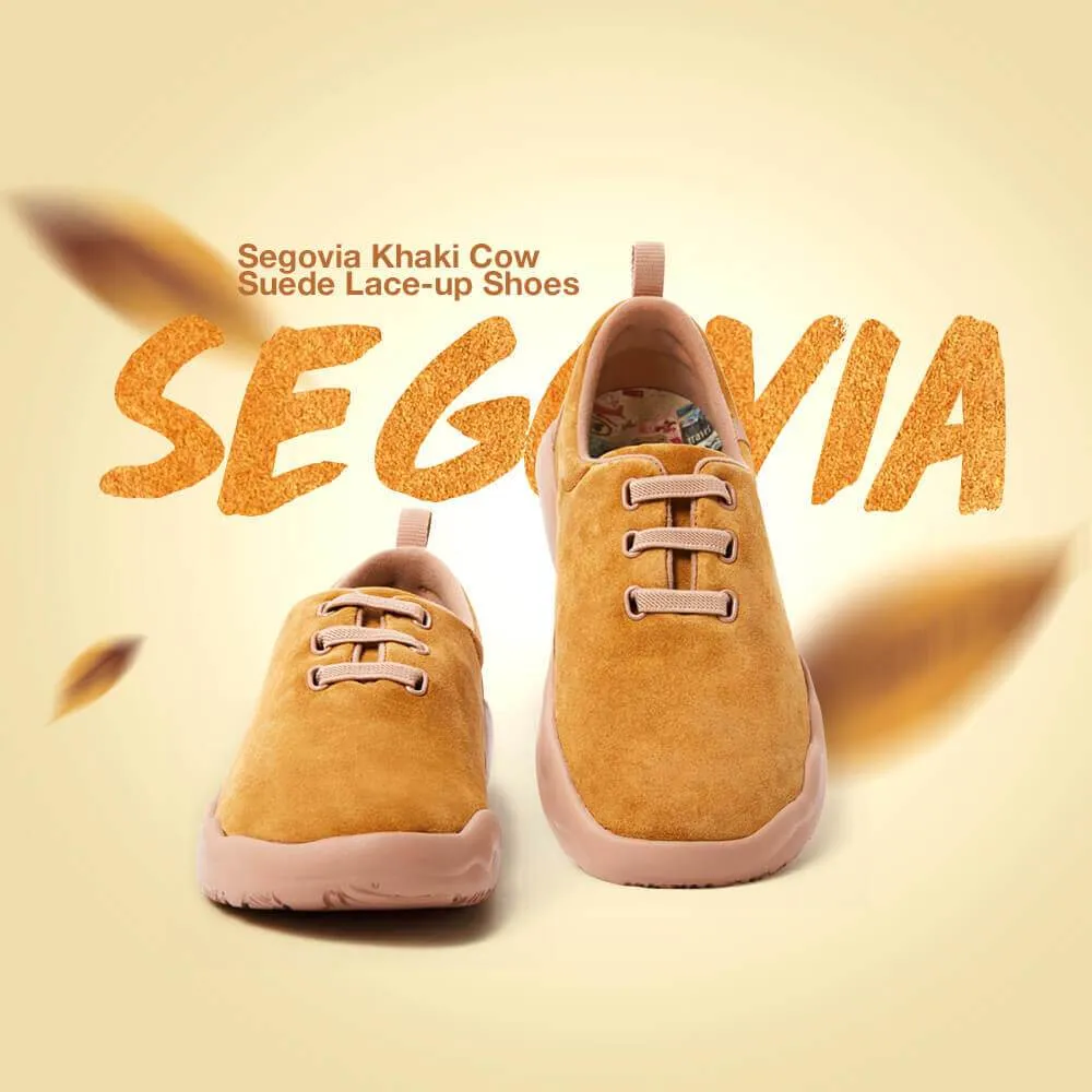 Segovia Khaki Cow Suede Lace-up Shoes Women