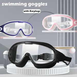 Silicone Big Frame Swimming Goggles with Earplugs