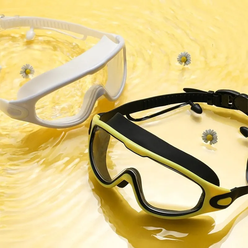 Silicone Big Frame Swimming Goggles with Earplugs