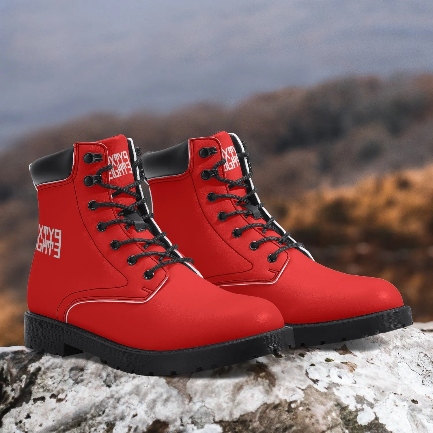 Sixty Eight 93 Logo White Red Leather Boots