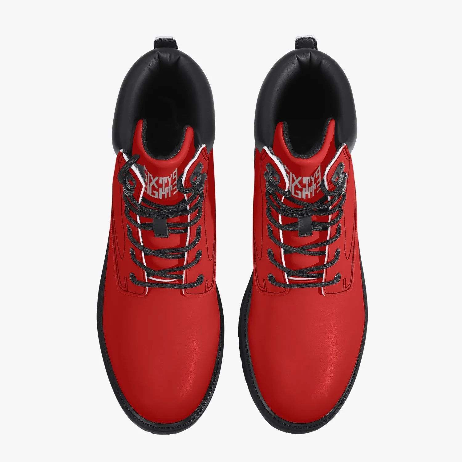 Sixty Eight 93 Logo White Red Leather Boots