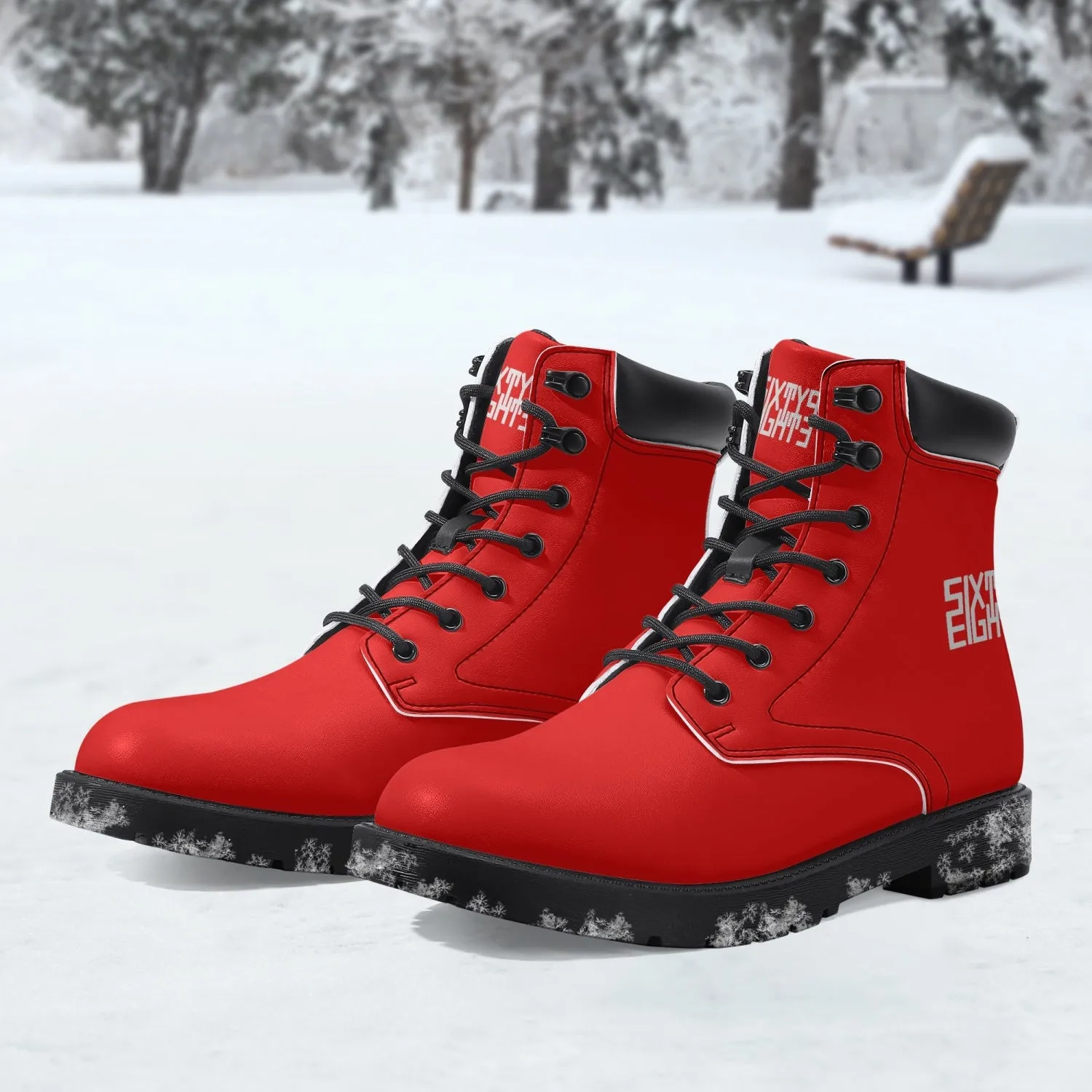 Sixty Eight 93 Logo White Red Leather Boots