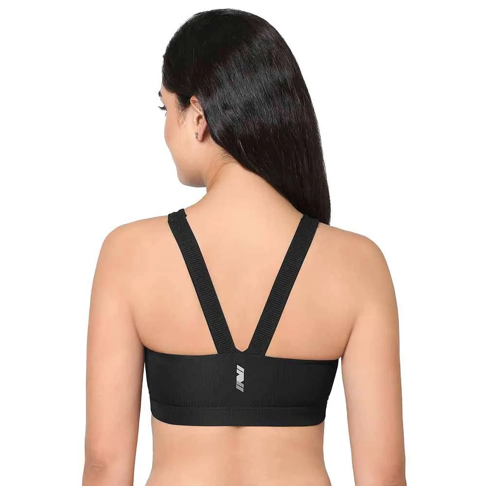 Sports Lover Padded Non-wired High Neck Medium Intensity Full coverage Sports Bra - Black