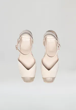 Square Toe Wedges - Taupe Platino Suede