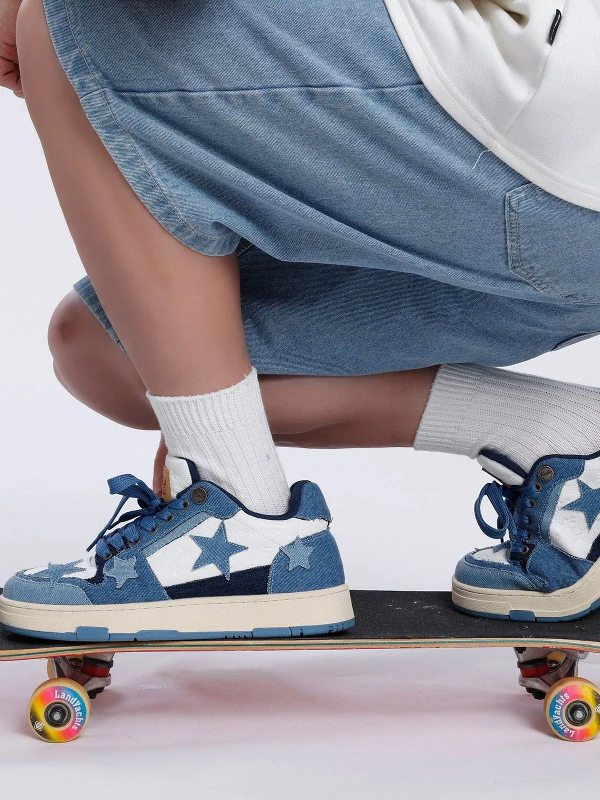 Starry Climb Stars Casual All-Match Denim Skate Shoes