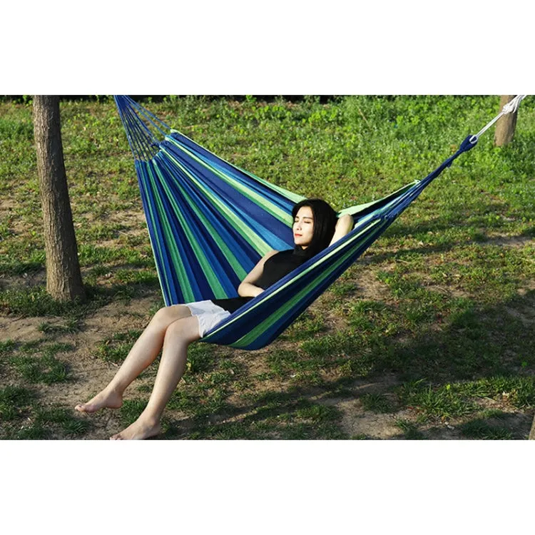 Thick Canvas Hammock Field Rollover Prevention Outdoor  Hammock Swing  260x150 With Stick (Red Stripes)