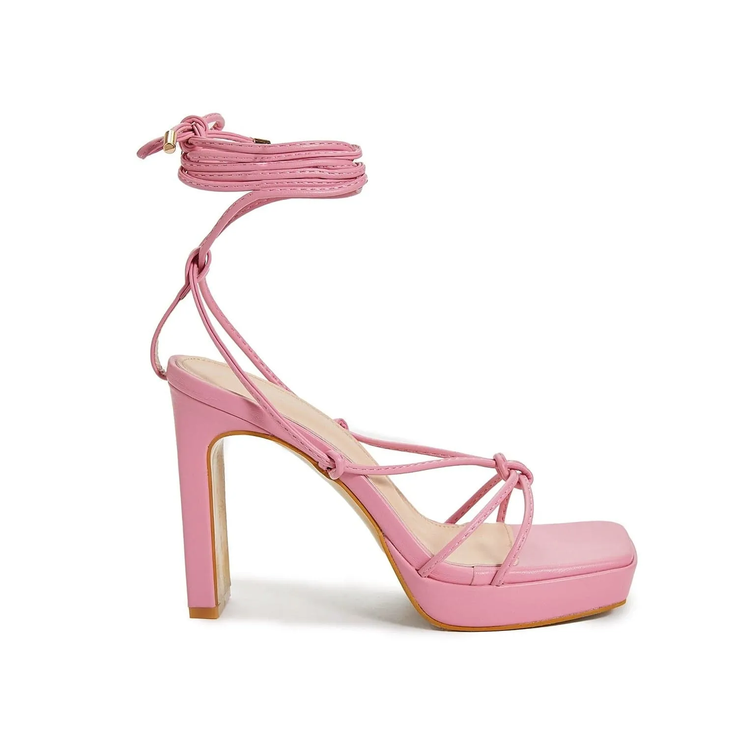 Tie Leg Design Heeled Strappy Sandals