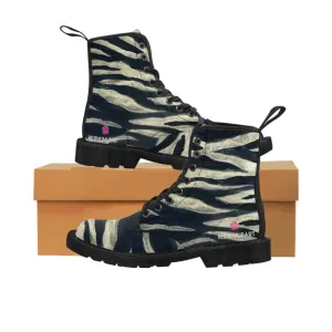 Tiger Striped Women's Boots, Animal Print Best Designer Premium Fashion Laced-up Boots For Ladies