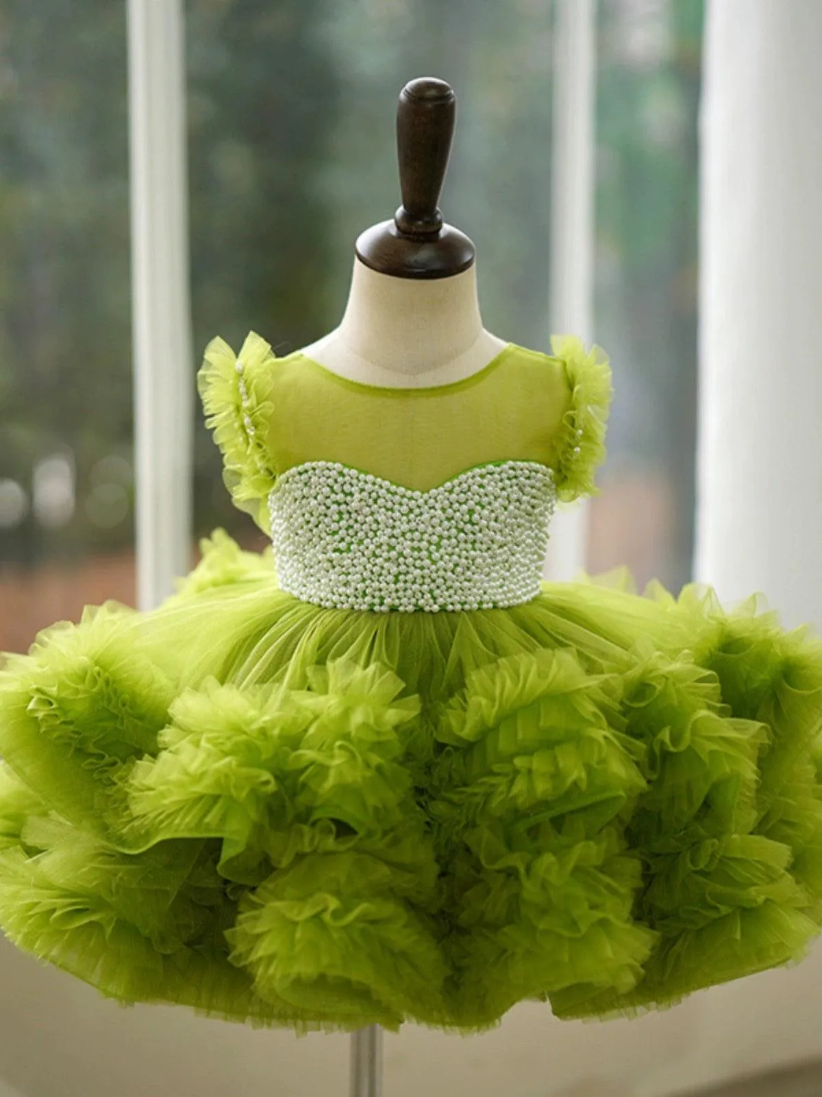 Train princess dress for girl birthday String of beads dress flower child wedding Clothes 2-12Y