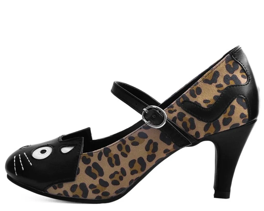 TUK A9444L Leopard Kitty Mary Jane Heel