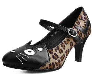 TUK A9444L Leopard Kitty Mary Jane Heel