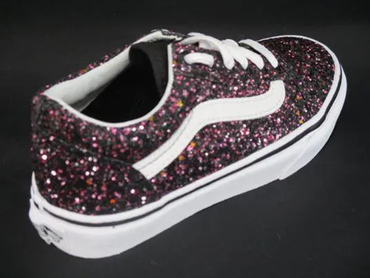 Vans scarpa sneakers da ragazza Old Skool VN0A38HBVIQ1 glitter stars nero scintillante-bianco