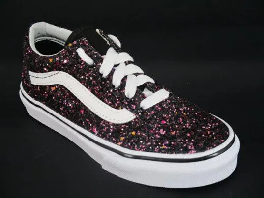 Vans scarpa sneakers da ragazza Old Skool VN0A38HBVIQ1 glitter stars nero scintillante-bianco