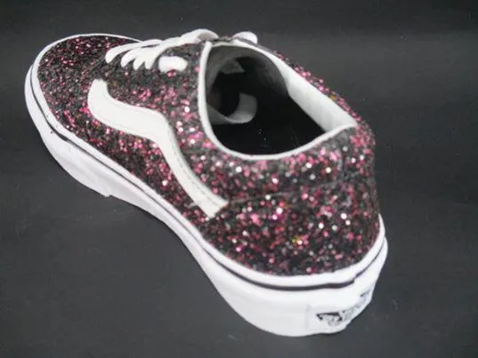 Vans scarpa sneakers da ragazza Old Skool VN0A38HBVIQ1 glitter stars nero scintillante-bianco