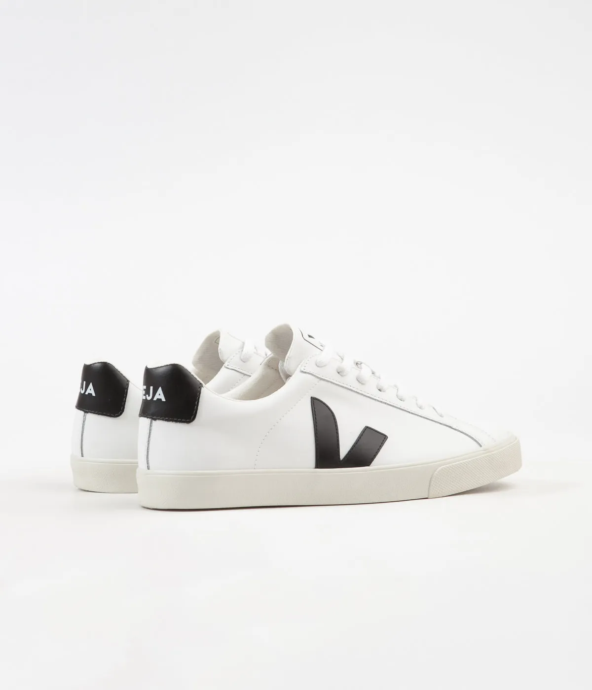 Veja Esplar Low Logo Leather Shoes - Extra White / Black